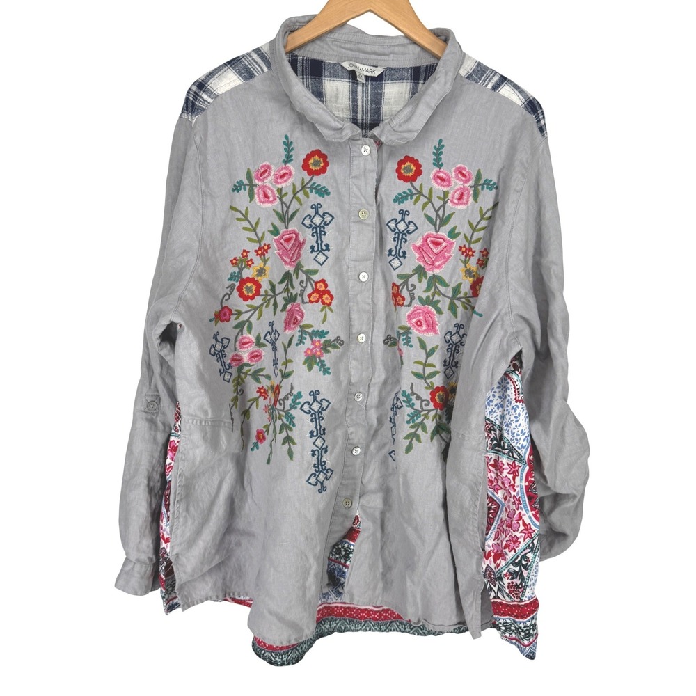 John Mark Womens Patchwork Floral Embroidered Poc… - image 1
